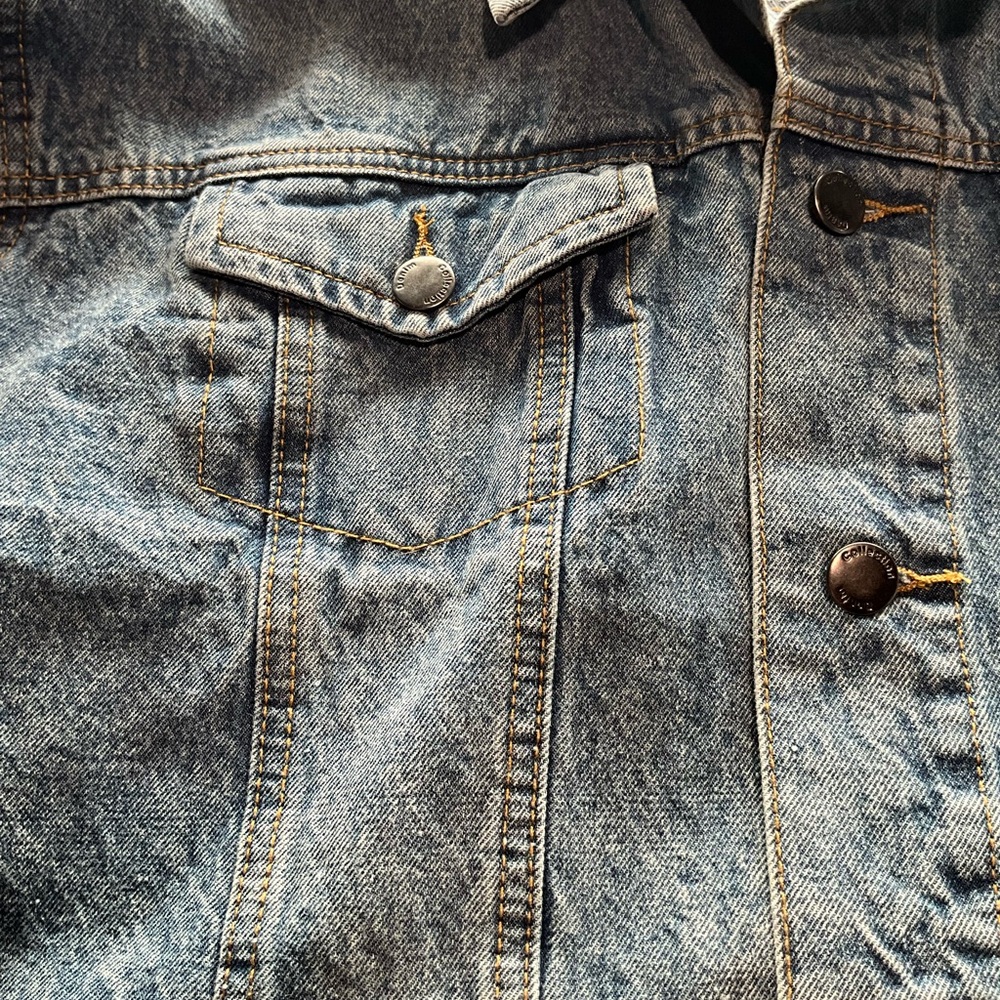 One of a Kind Handmade Denim Jacket with Paisley Design Back with Rhinestones - Picture 6 of 7